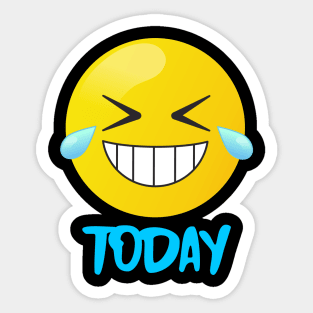 Grinning,squinting,naughty,smiling mood day. Sticker